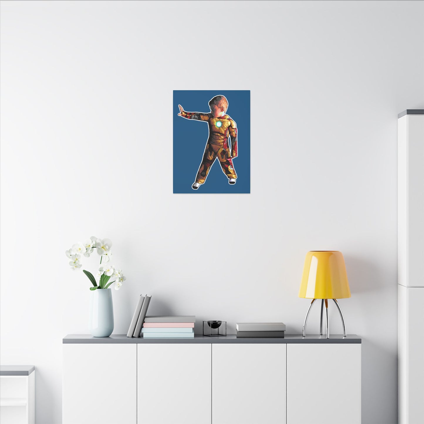 Iron Kid Canvas Print - Superhero Costume Wall Art for Boys’ Bedroom