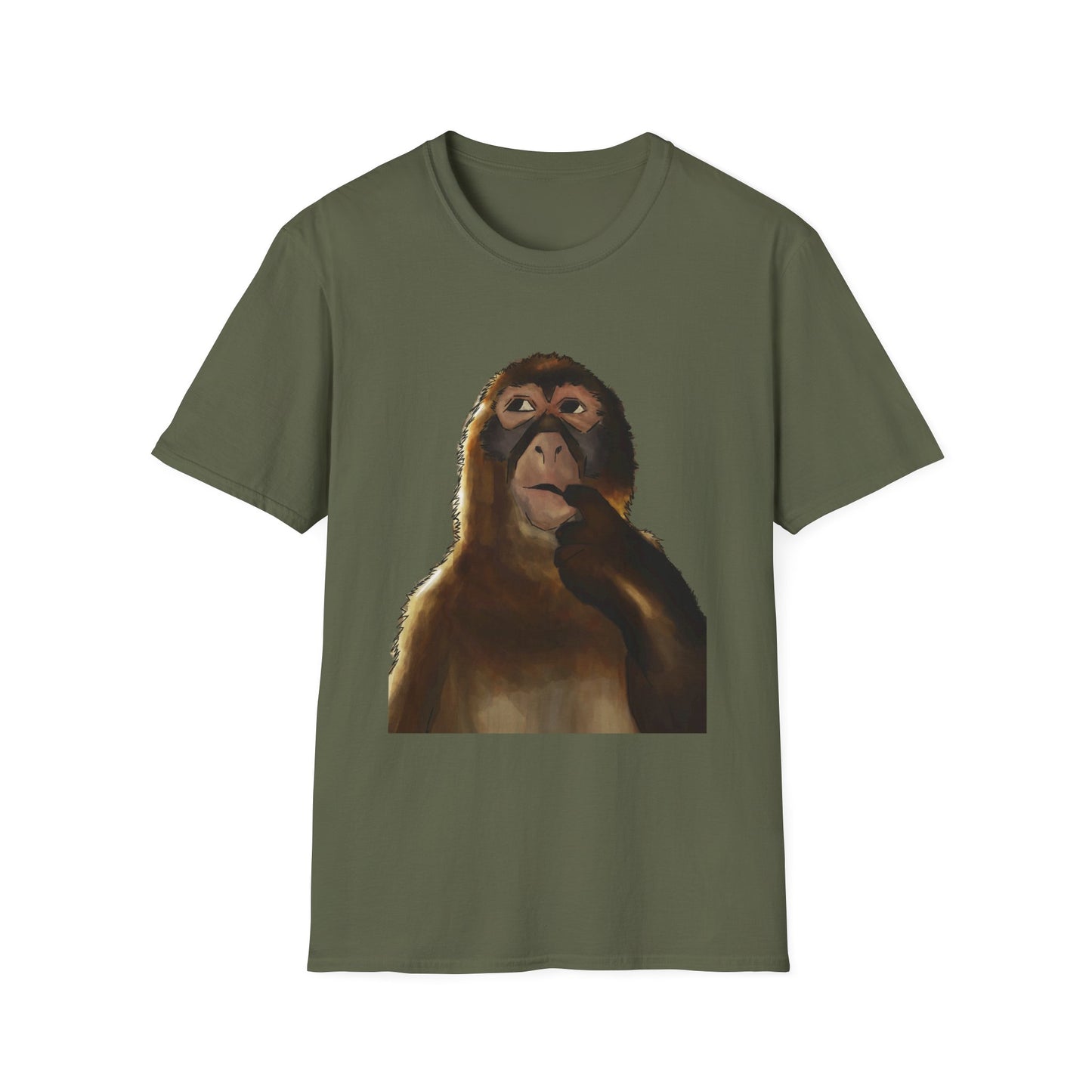 Thinking Monkey T-Shirt — Funny Pondering Primate Graphic Tee