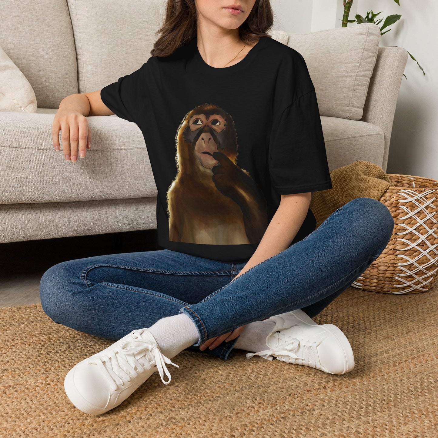 Thinking Monkey T-Shirt — Funny Pondering Primate Graphic Tee