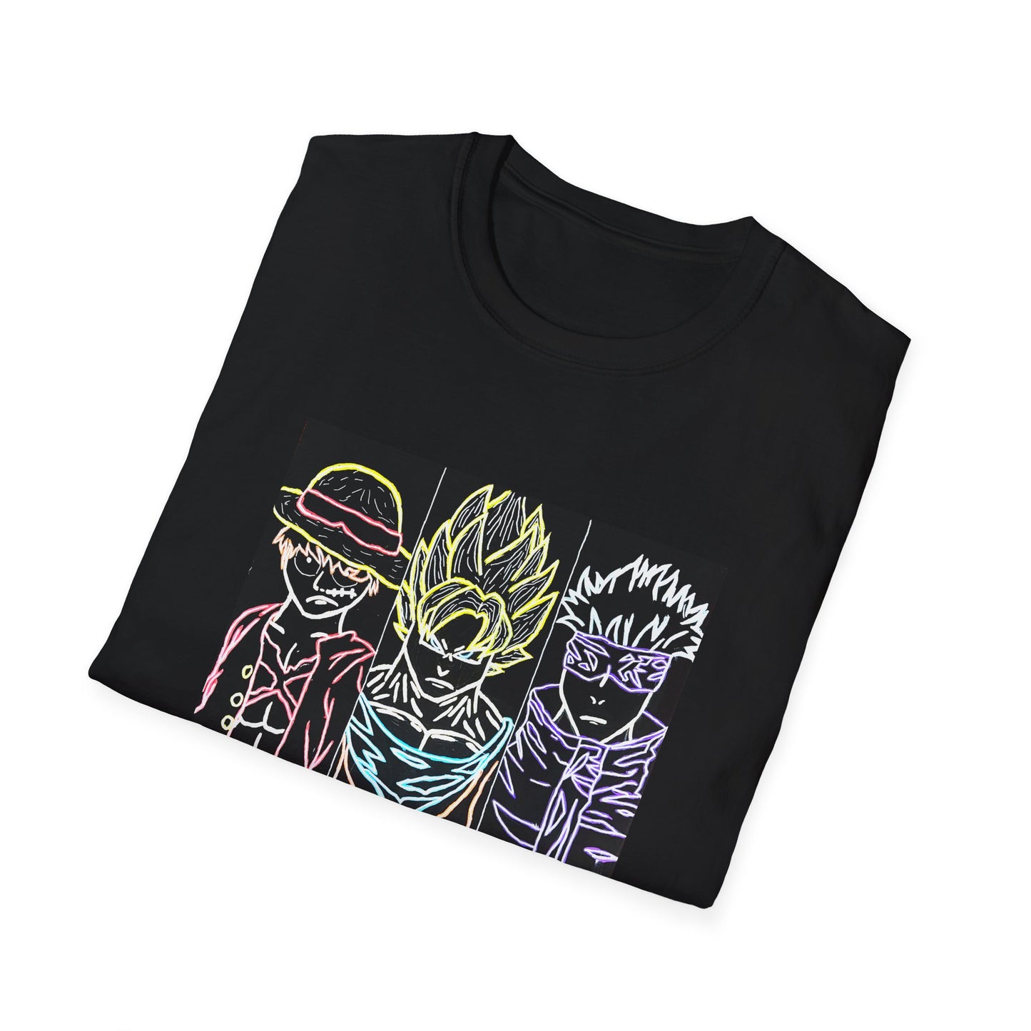Anime Legends Unisex T-Shirt featuring Goku, Luffy, and Gojo