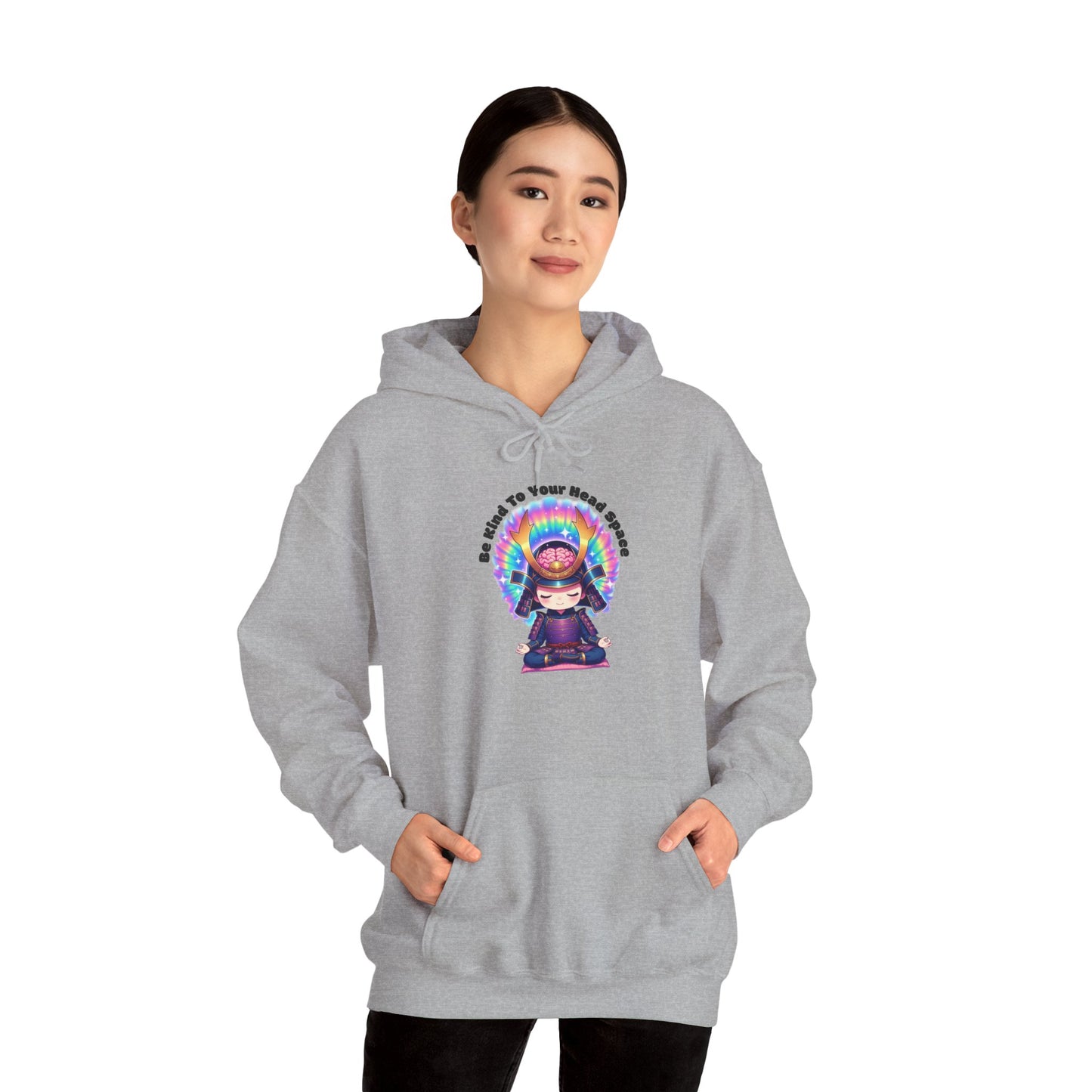 Be Kind to Your Head Space Hoodie — Chibi Samurai Meditation Anime Sweatshirt