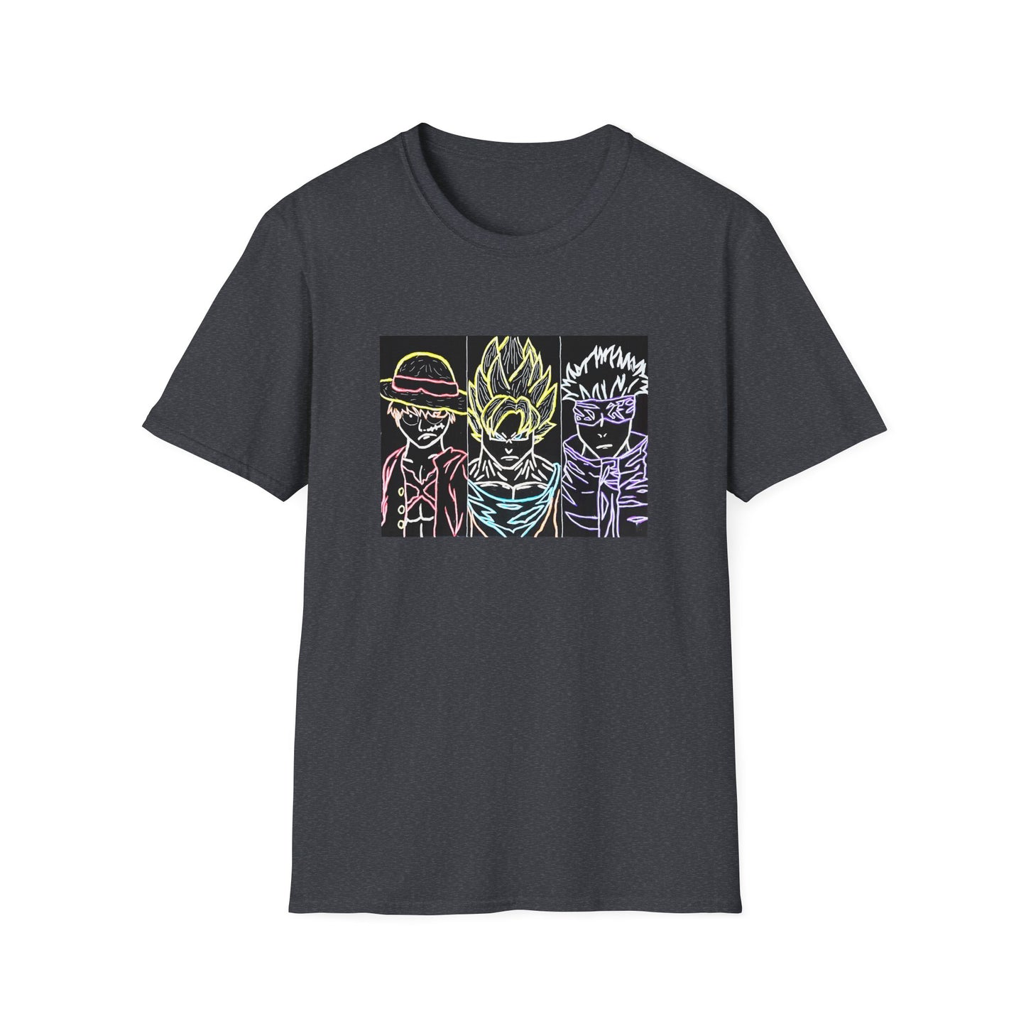 Anime Legends Unisex T-Shirt featuring Goku, Luffy, and Gojo