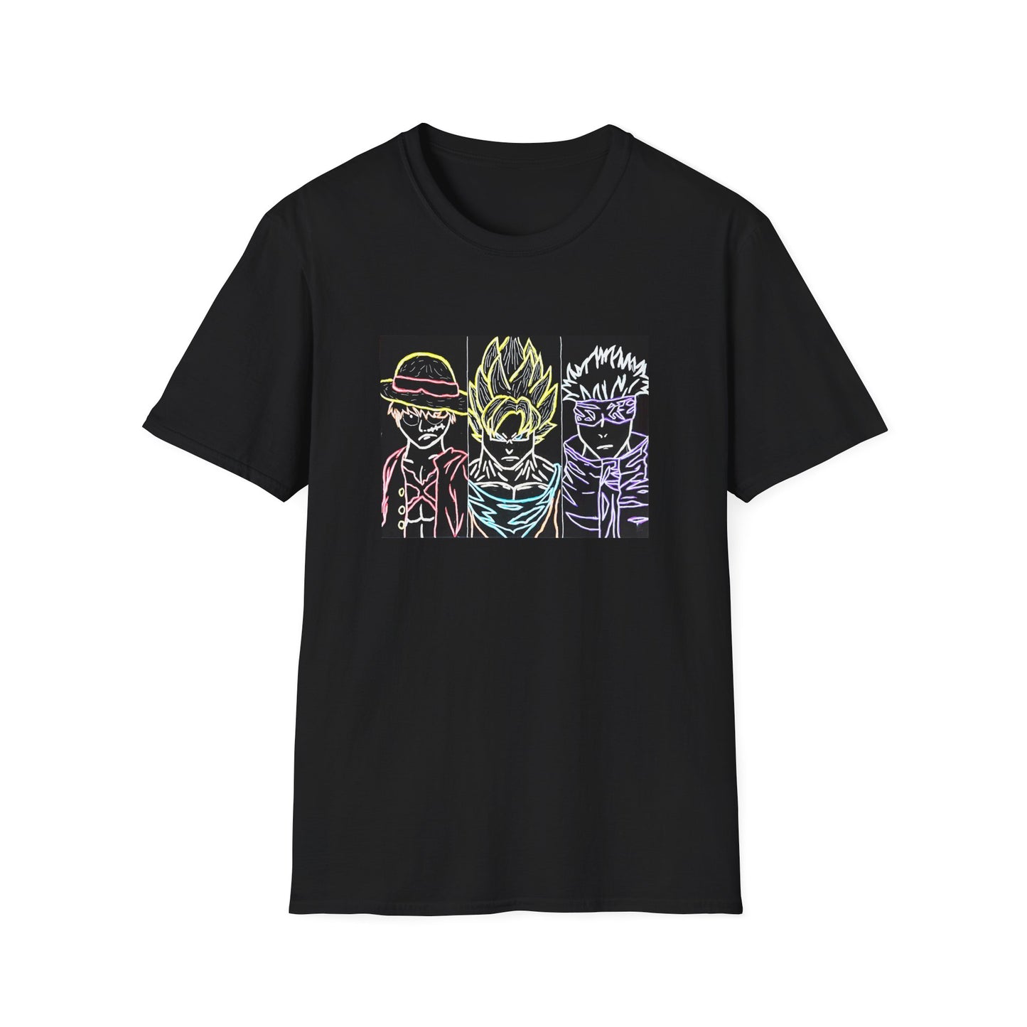 Anime Legends Unisex T-Shirt featuring Goku, Luffy, and Gojo