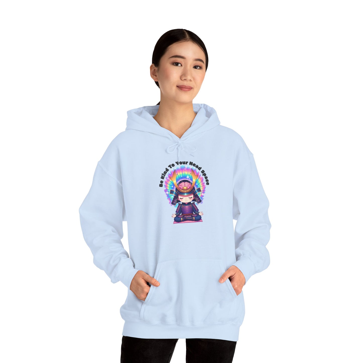 Be Kind to Your Head Space Hoodie — Chibi Samurai Meditation Anime Sweatshirt