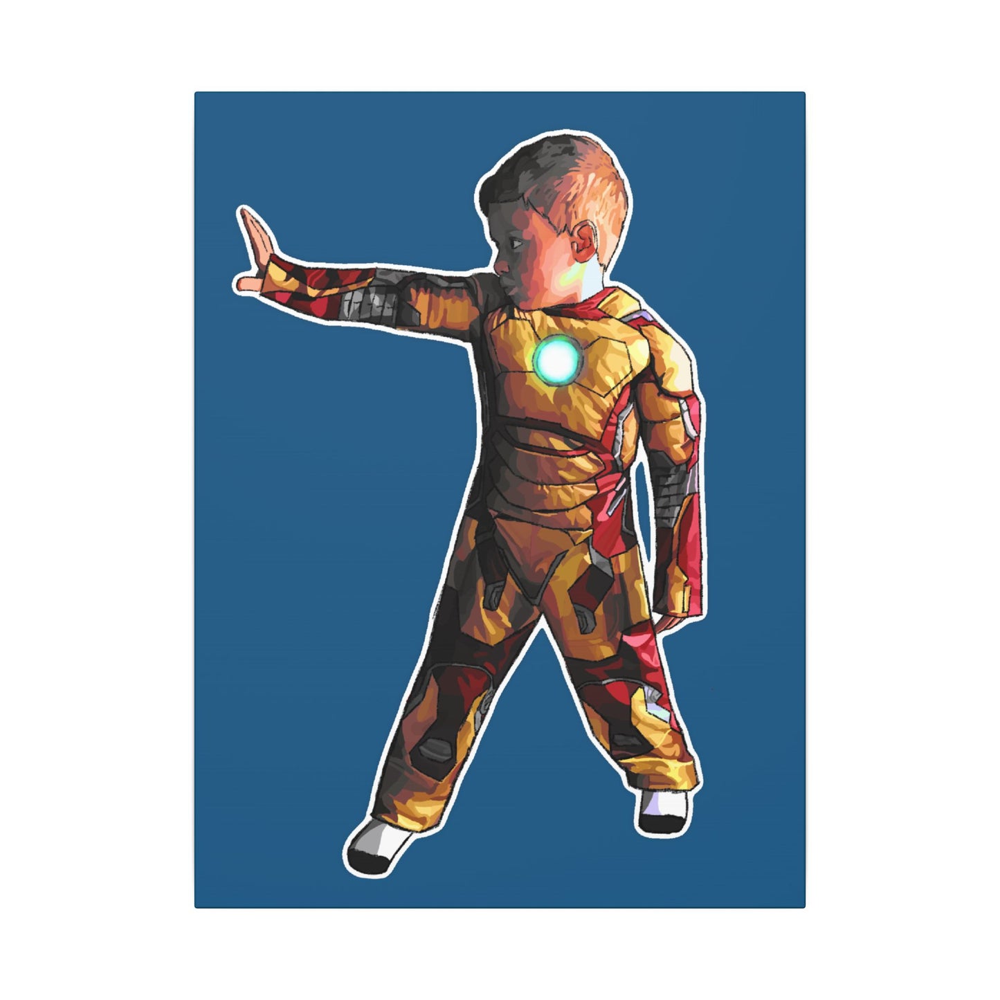 Iron Kid Canvas Print - Superhero Costume Wall Art for Boys’ Bedroom