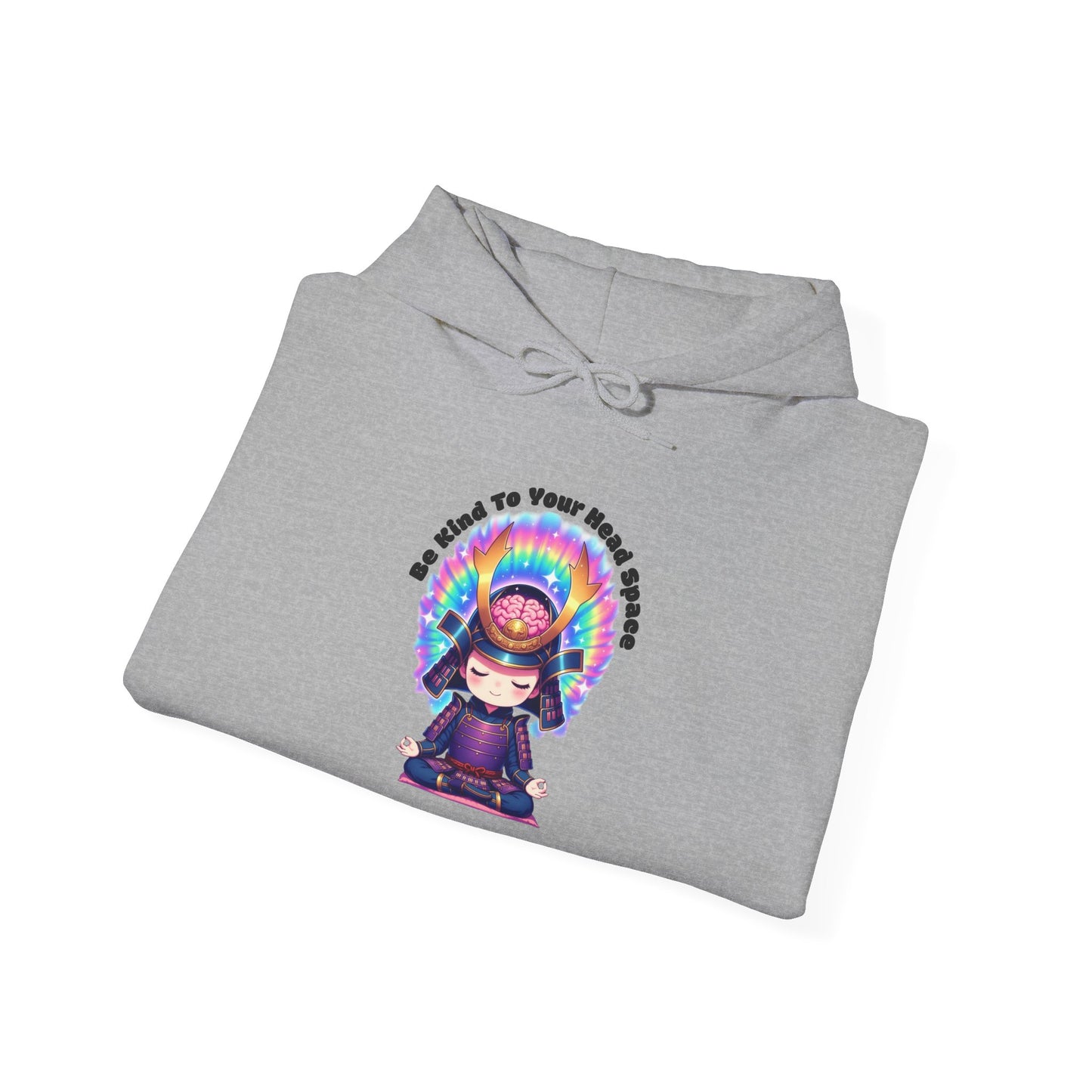 Be Kind to Your Head Space Hoodie — Chibi Samurai Meditation Anime Sweatshirt