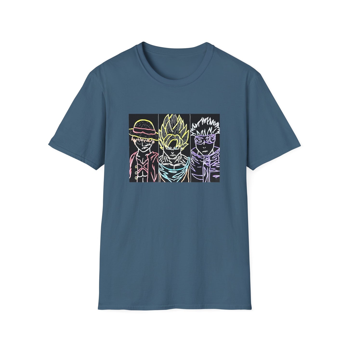Anime Legends Unisex T-Shirt featuring Goku, Luffy, and Gojo