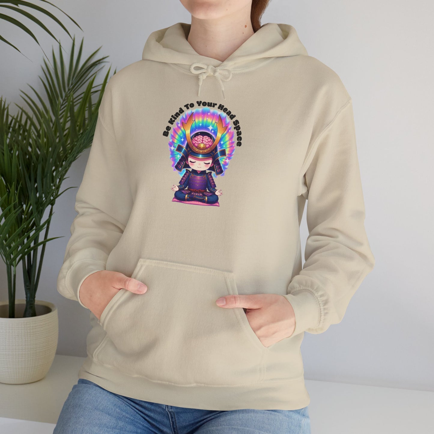 Be Kind to Your Head Space Hoodie — Chibi Samurai Meditation Anime Sweatshirt