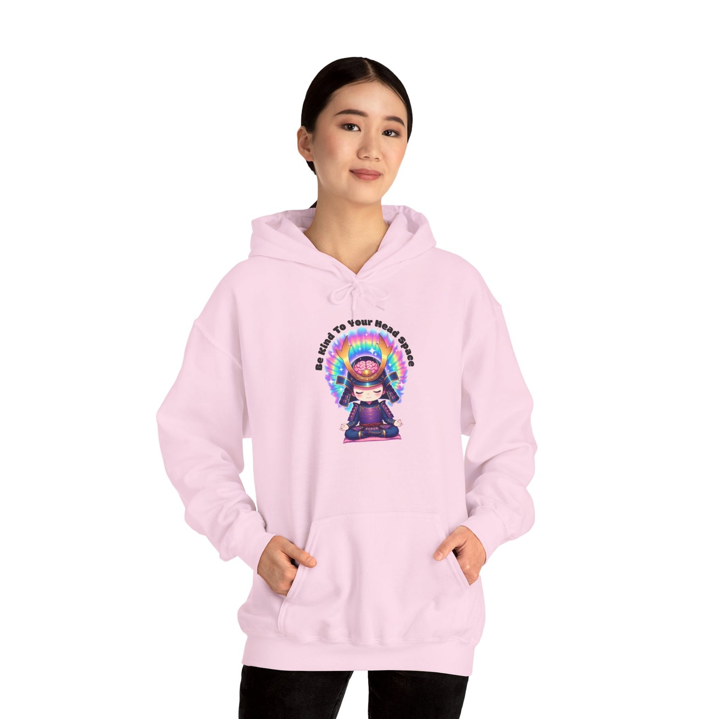 Be Kind to Your Head Space Hoodie — Chibi Samurai Meditation Anime Sweatshirt
