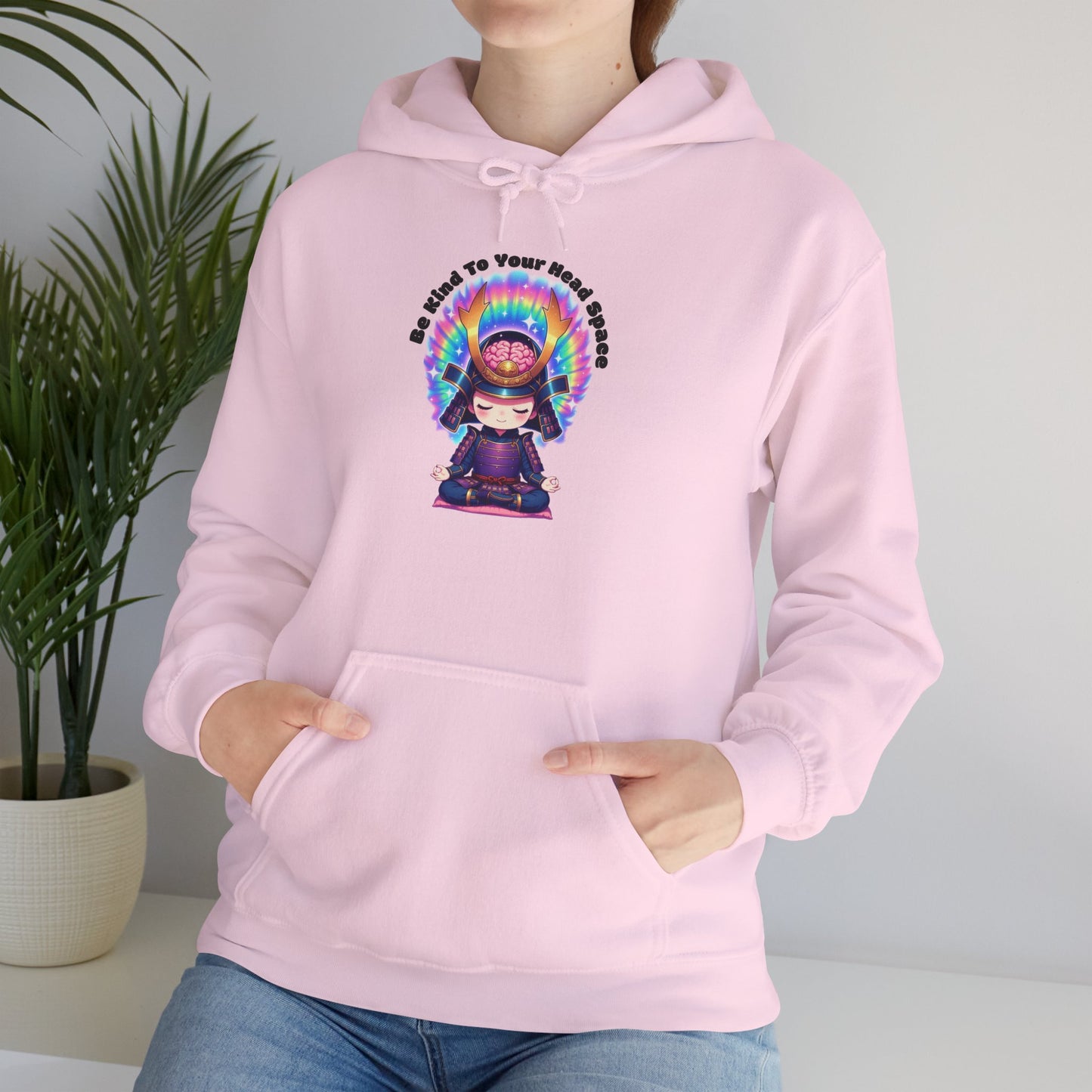 Be Kind to Your Head Space Hoodie — Chibi Samurai Meditation Anime Sweatshirt