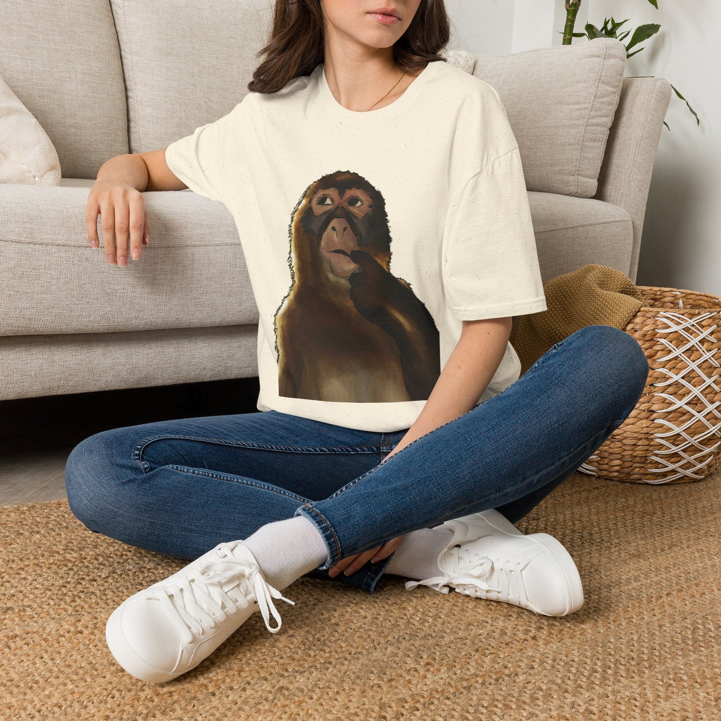 Thinking Monkey T-Shirt — Funny Pondering Primate Graphic Tee