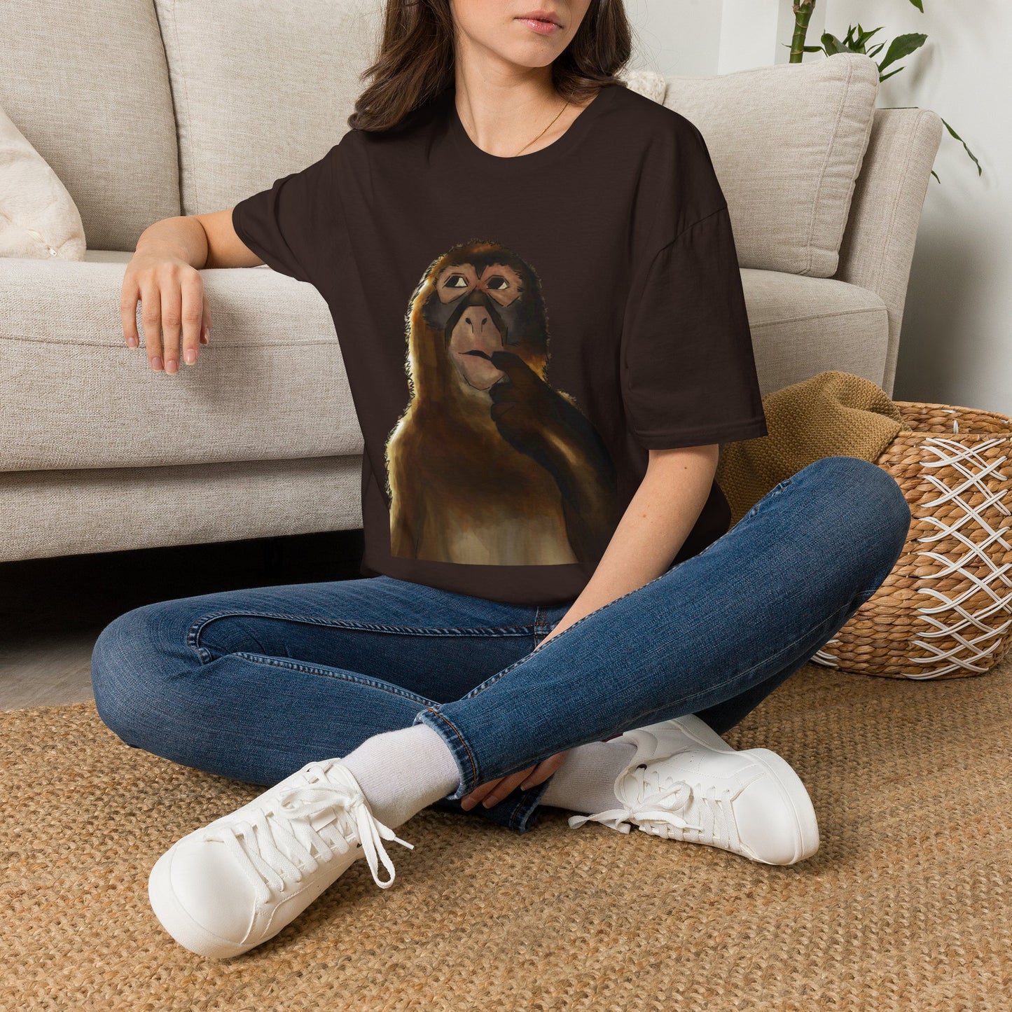 Thinking Monkey T-Shirt — Funny Pondering Primate Graphic Tee