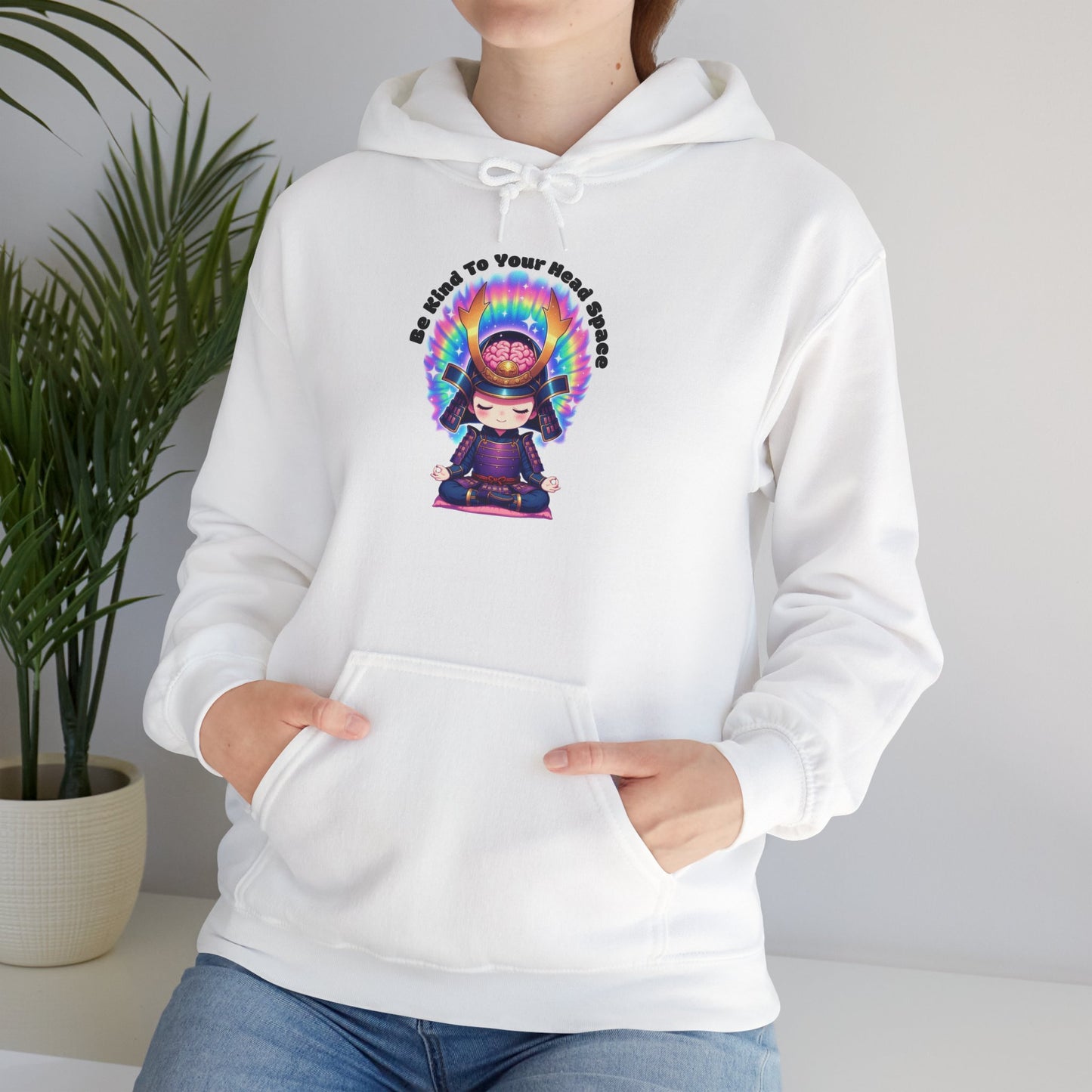 Be Kind to Your Head Space Hoodie — Chibi Samurai Meditation Anime Sweatshirt