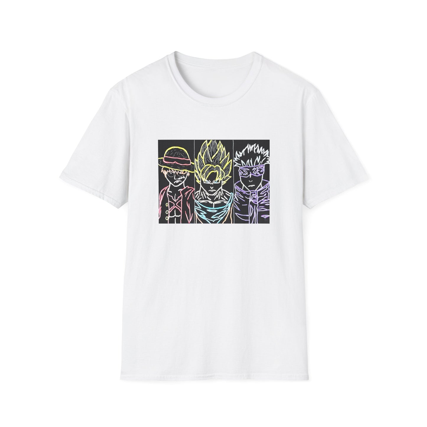 Anime Legends Unisex T-Shirt featuring Goku, Luffy, and Gojo