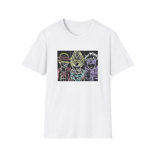 Anime Legends Unisex T-Shirt featuring Goku, Luffy, and Gojo