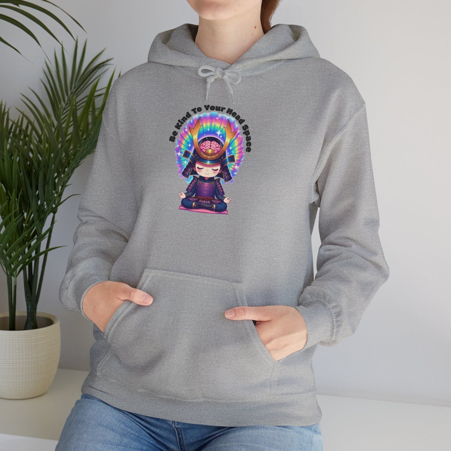 Be Kind to Your Head Space Hoodie — Chibi Samurai Meditation Anime Sweatshirt