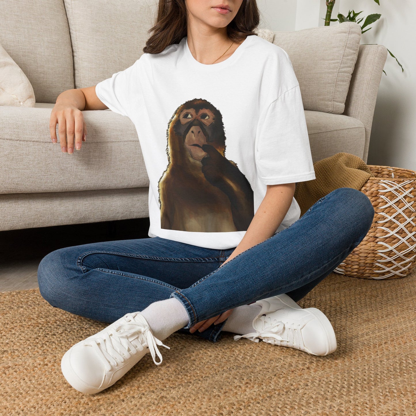 Thinking Monkey T-Shirt — Funny Pondering Primate Graphic Tee