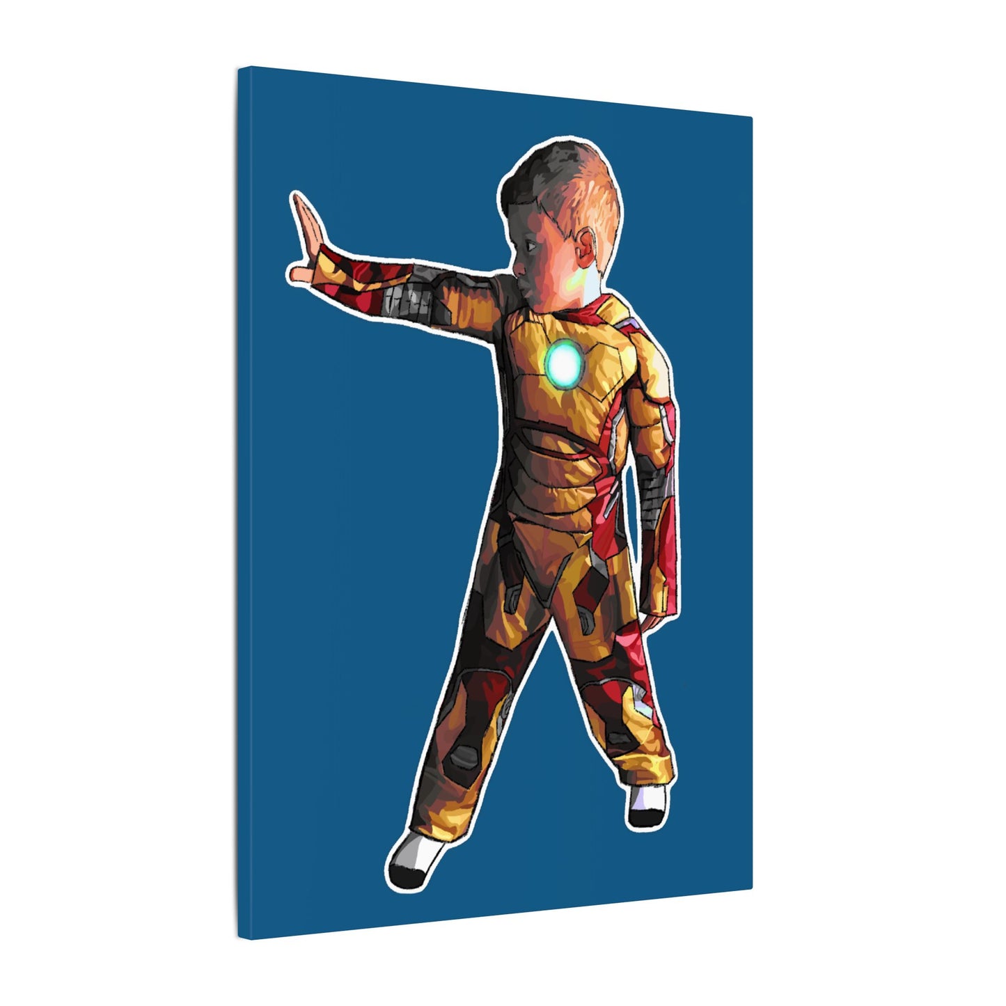 Iron Kid Canvas Print - Superhero Costume Wall Art for Boys’ Bedroom