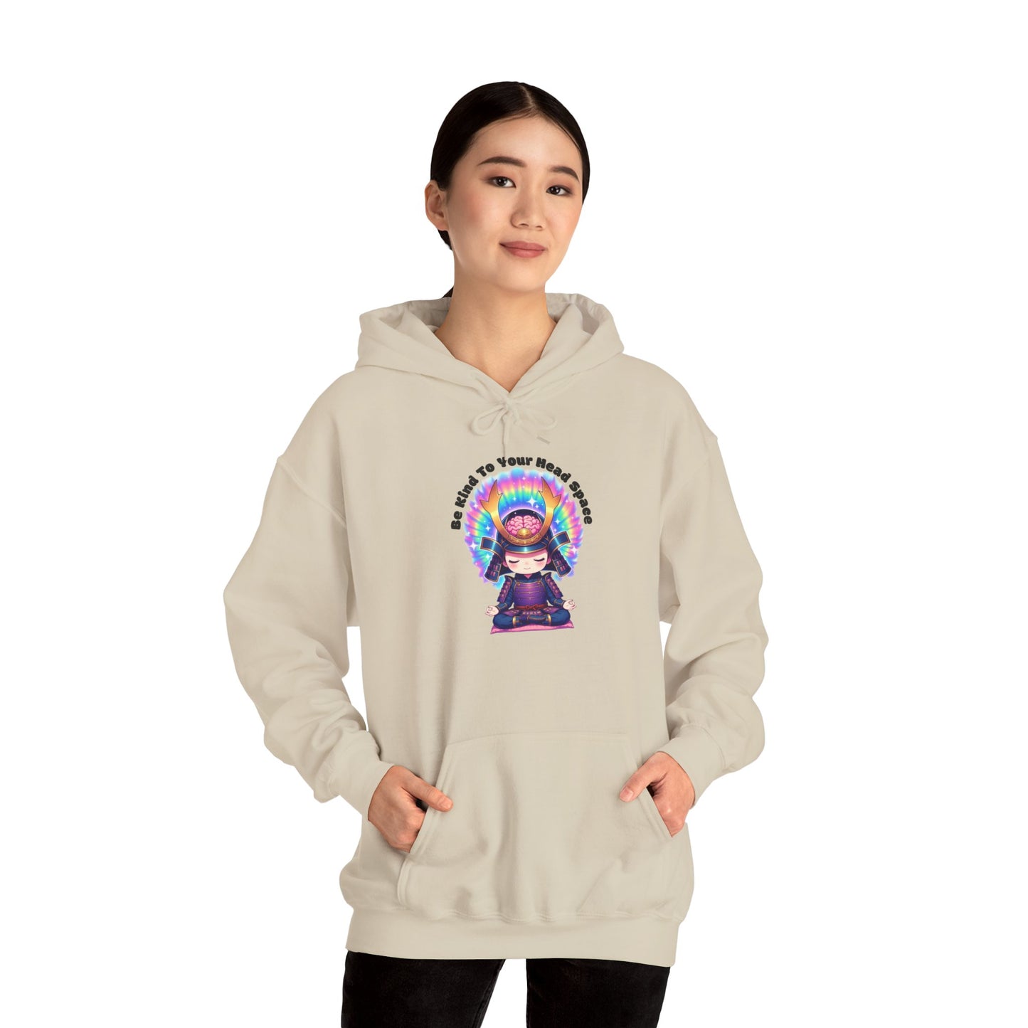 Be Kind to Your Head Space Hoodie — Chibi Samurai Meditation Anime Sweatshirt
