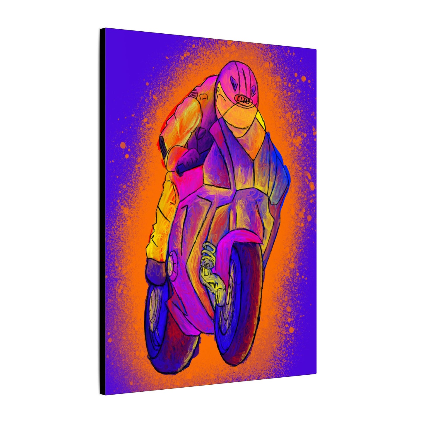 Motorcycle Wall Art Canvas - Neon Racer Matte Stretched Canvas