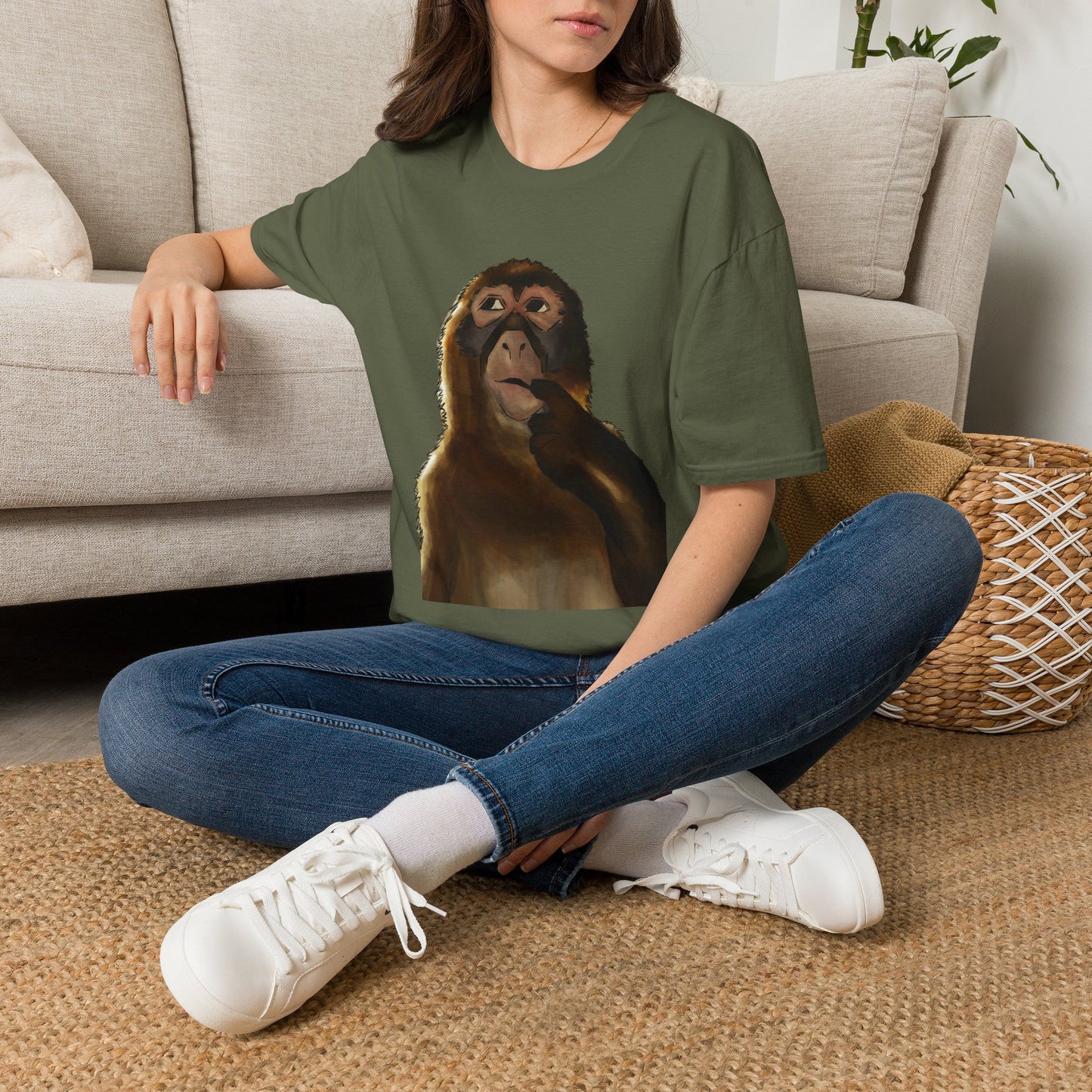 Thinking Monkey T-Shirt — Funny Pondering Primate Graphic Tee